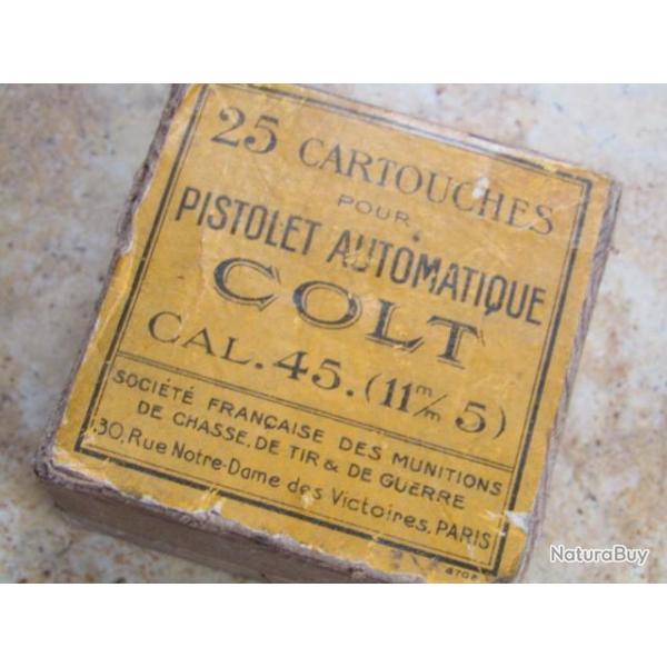 boite pleine colt 45 11.43 neutralise perces percu SFM Socit Franaise Munitions colt45 Thompson