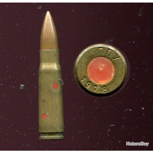 7.62 x 39 AK 47 - Tchcoslovaquie - Inerte de manipulation laiton/plastique - marquage : nny 1978