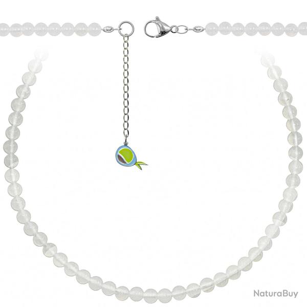 Collier en agate blanche - Perles rondes 6 mm - 38 cm