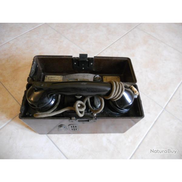Tlphone militaire de campagne allemand anne 1939 erka , ecouteur 1942 sans la batterie dans son j