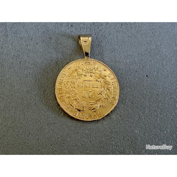 Pendentif avec v�ritable pi�ce 20 Francs or C�r�s - 22 carats
