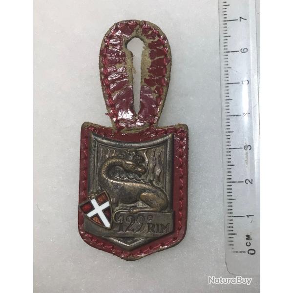 FRANCE INFANTERIE Insigne 129� R.I.M  R�giment d?Infanterie Motoris� avec cuir?