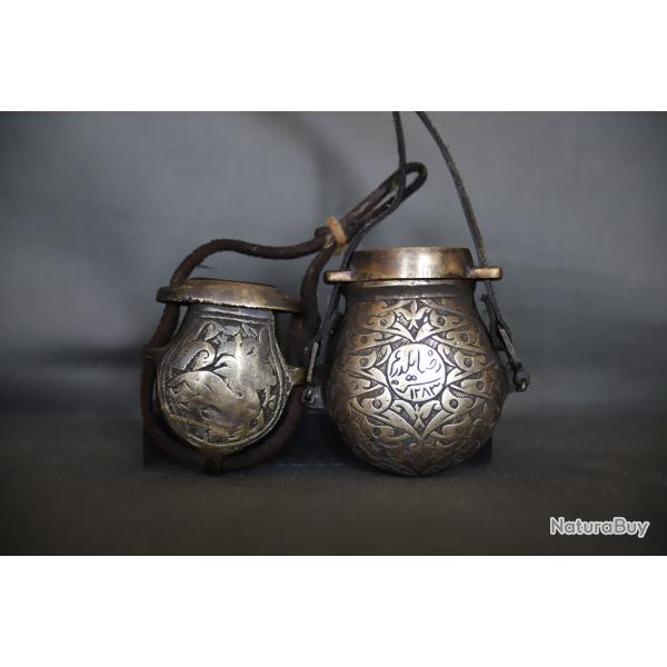 Deux bo�tes � balles pour fusil ou pistolet - Monde Mulsulman, dat� 1866/67