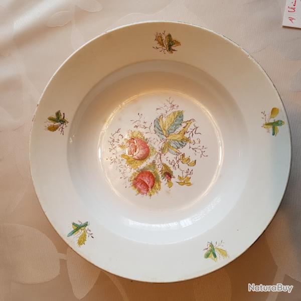 plat de service fleurie ancien
