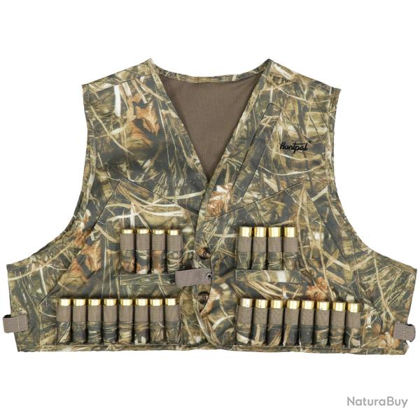 Gilet de Chasse Camouflage Upland Lger Poches  Cartouches 12GA Idal Plein Air Pche et Prairie