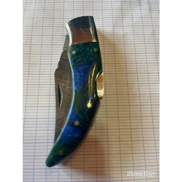 COUTEAU LAME DAMAS BLEU VERT (NOL)