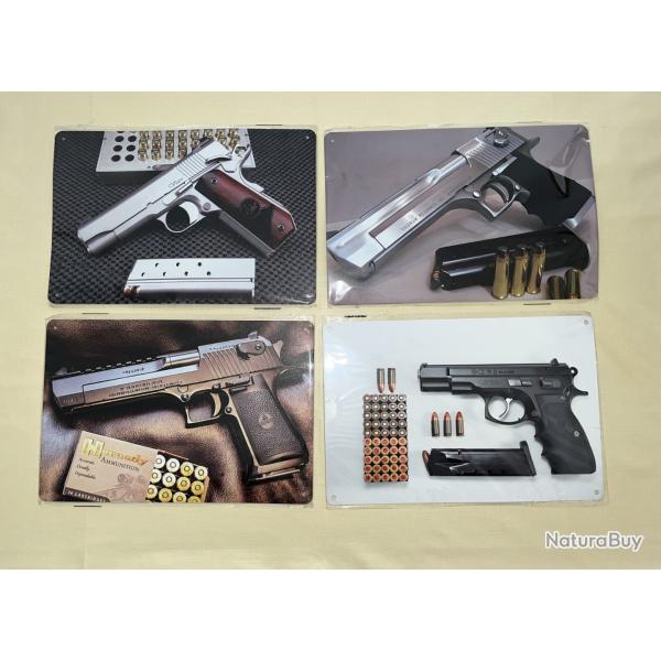 4 Plaques mtalliques pistolets -DESERT EAGLE - CZ ...