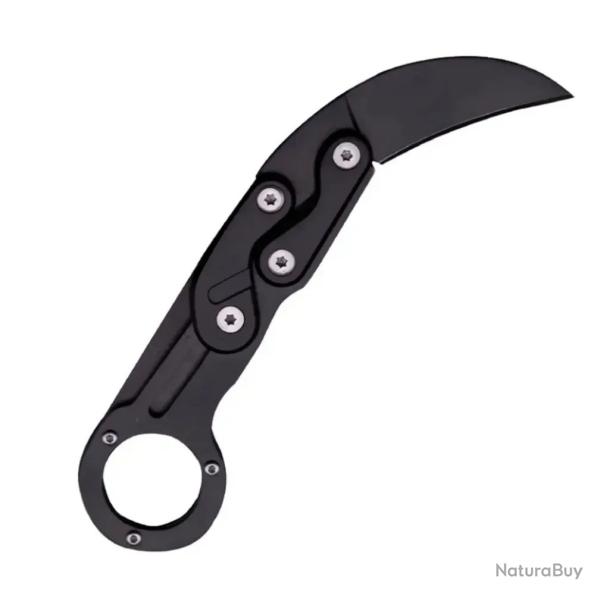 Couteau Pliant Karambit Noir Acier Inoxydable 5CR13MOV - Survie, chasse, camping - Stock France