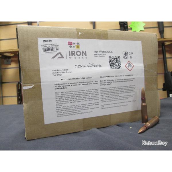 250 cartouches 7.62 x 54R FMJ IRON WORKS