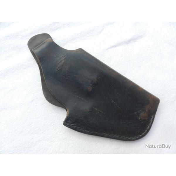 ancien tui cuir pour revolver Manurhin - 38 spcial - 357 -  Police Nationale - droitier