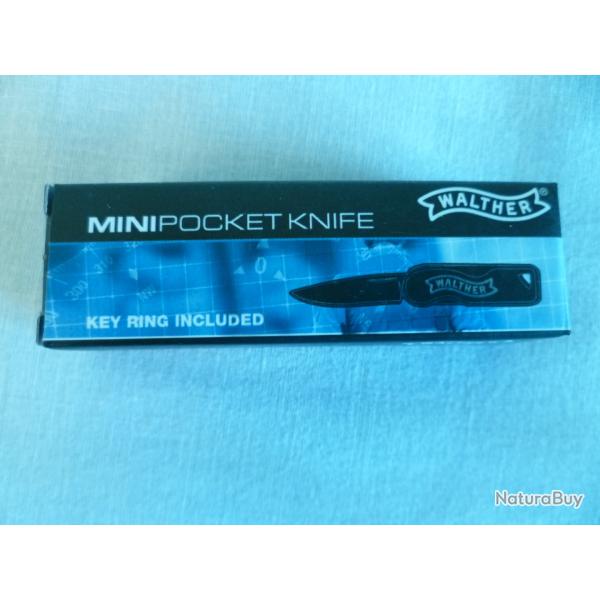 Couteau de poche pliant Minipocket Knife de marque Walther avec lame tournevis et anneau de fixation