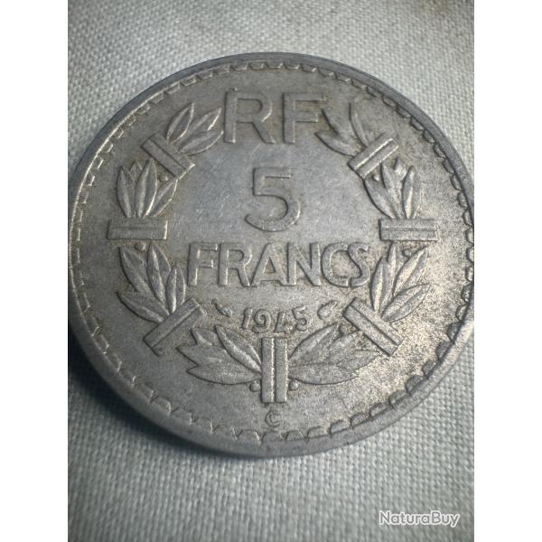 Pi�ce 5 Francs Lavrillier 1945 C - Castelsarrasin - Aluminium - SUP
