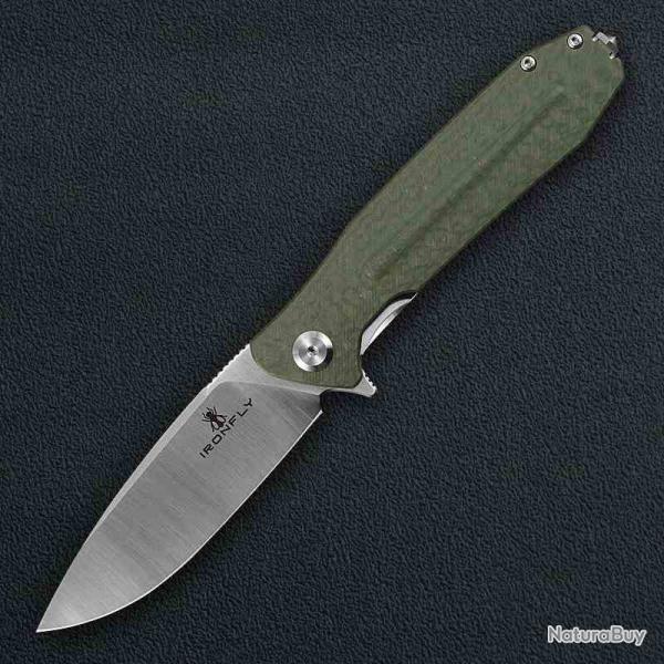 Couteau Ironfly Zesty Green Lame Acier VG 10 Drop Point Manche G10 Liner Lock IFVF01GN