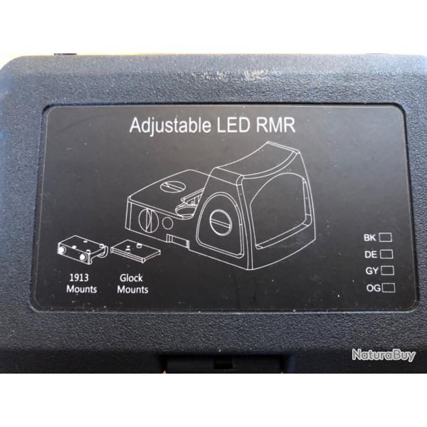 Point rouge: Mini Reflex Red Dot Sight ajustable LED RMR, montage pour Glock et rail picatinny 22 mm