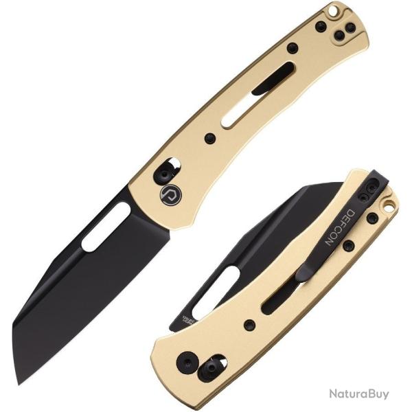 Couteau Defcon Tan Lame Acier 14C28N Reverse Tanto Manche Alu Axis Lock TD023DC