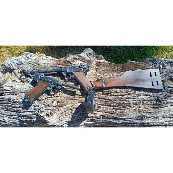 replique de luger p08 artillerie complet avec marquages, manoeuvrable