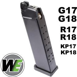 Chargeur airsoft UNIVERSEL Glock 17 / G17 / G18C / R17 / R18 / KP-17 / KP-18 - Gaz - WE magazine GBB