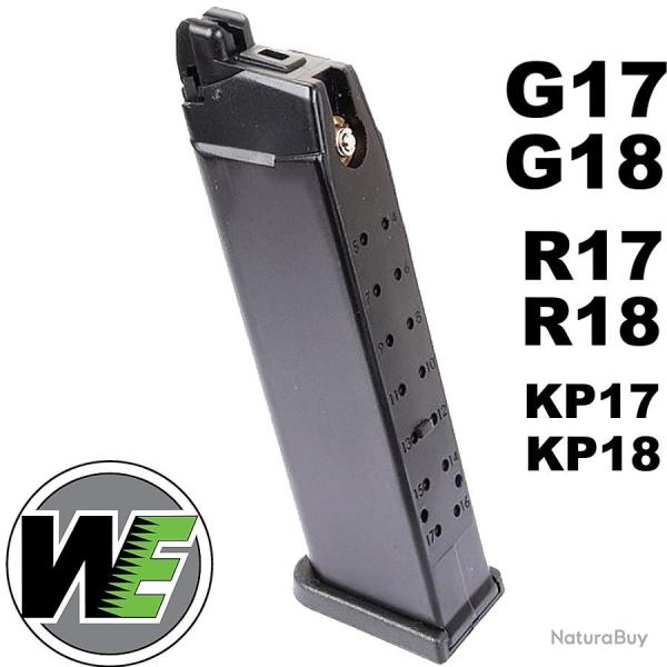 Chargeur airsoft UNIVERSEL Glock 17 / G17 / G18C / R17 / R18 / KP-17 / KP-18 - Gaz - WE magazine GBB
