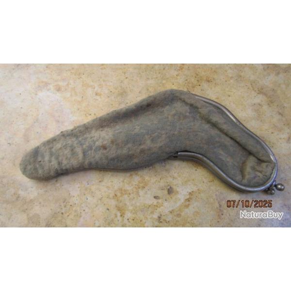 holster �tui ancien toile 6mm revolver porte monnaie d�chirure c�t� 320