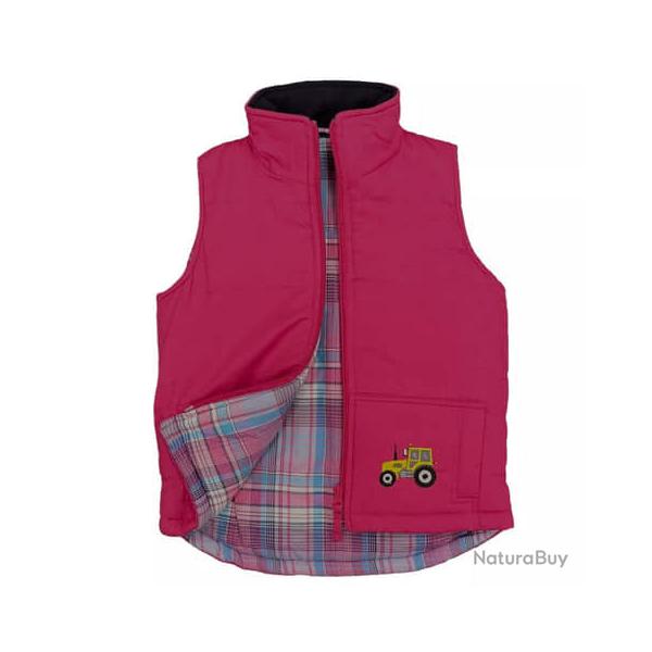 Gilet  matelass� enfant Rose tracteur