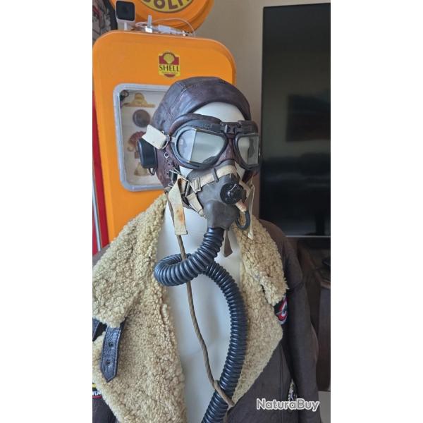 Casque et masque a oxygene WW2 anglais d'origine
