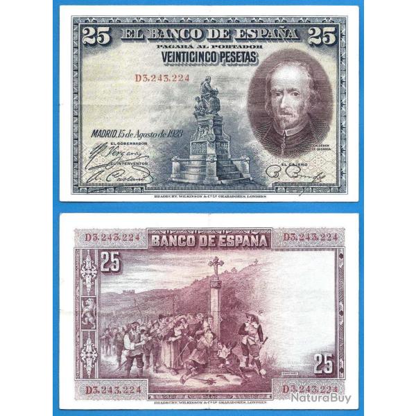 Espagne 25 Pesetas 1928 Billet Peseta Europe Calderon Spain