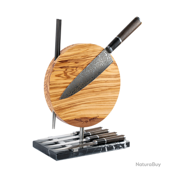 Bloc  couteaux aimant Homey's 29HK200-235mm en bois - forme arrondie