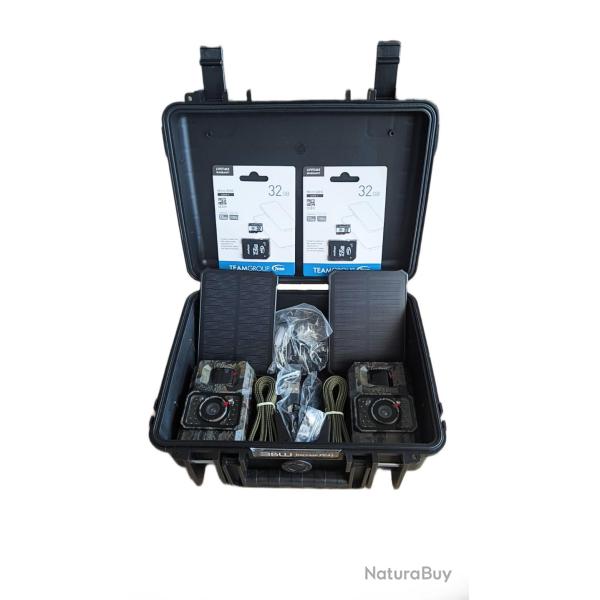 KIT 2x pi�ges photo Flash INVISIBLE + Panneaux SOLAIRES + Valise de transport + cartes m�moires 32GB