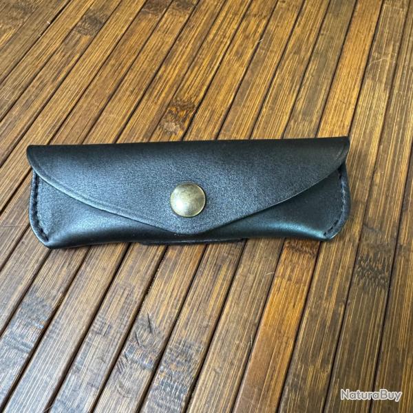 �TUIS DE CEINTURE EN CUIR NOIR POUR COUTEAU DE QUALIT� NEUF PORT HORIZONTAL