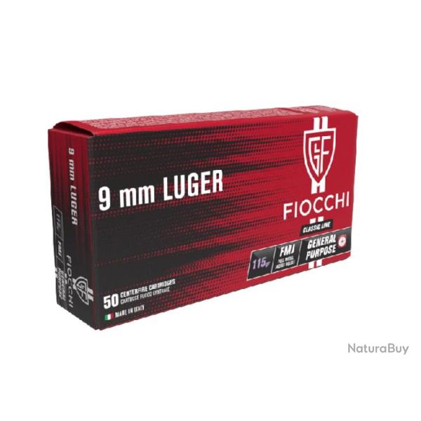 Cartouches FIOCCHI Calibre 9mm 124grs FMJ - Boite de 50 unit�s