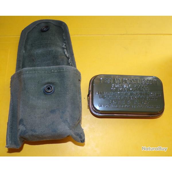 ARMEE AMERICAINE U.S : ETUI + PANSEMENT INDIVIDUEL OU POUR LA BOUSSOLE  , PERIODE 1960-1970 ENVIRON