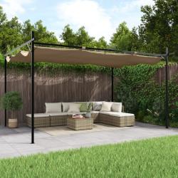 Pergola avec toit r&eacute;tractable taupe 395x292x230 cm