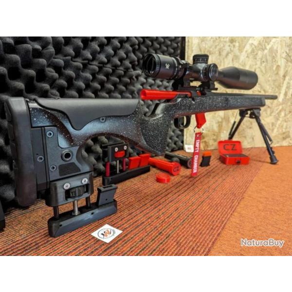 CZ 457 LRP - MONOPOD REGLABLE Bag Rider CUSTOM PETIT V3 NOIR - TIGE INOX(Support de sac) CZ 457 LRP