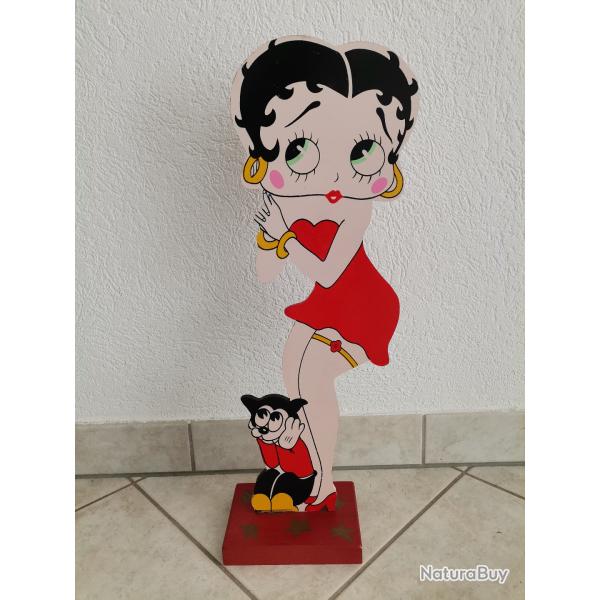 Grande figurine Betty Boop double face en bois 53.5 cm de haut