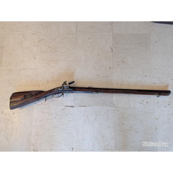 Carabine � Silex d'origine Jaeger Allemande Pensylvania Canon Ray� Platine XVIIe 17eme siecle