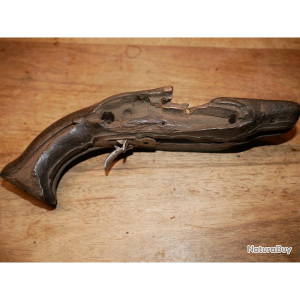 Bois de pistolet de carrosse � silex juxtapos� (bien pour restaurer une m�canique)