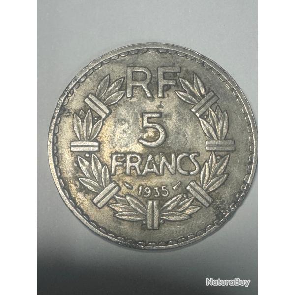 Pi�ce de 5 Francs Lavrillier 1935 - Nickel -R�publique Fran�aise