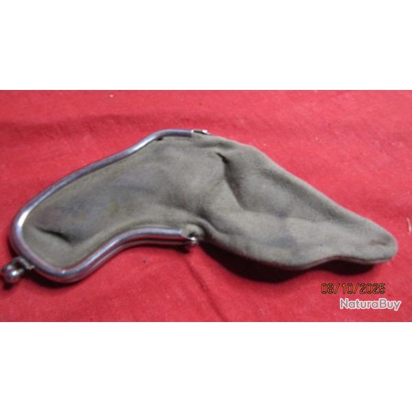 holster tui ancien chevreau revolver porte monnaie petit 6mm 320 fin trou facile  rparer
