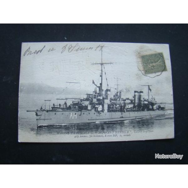 marine nationale - CONTRE TORPILLEUR ASPIRANT HERBIER (petite d�chirure sur cot� droit)