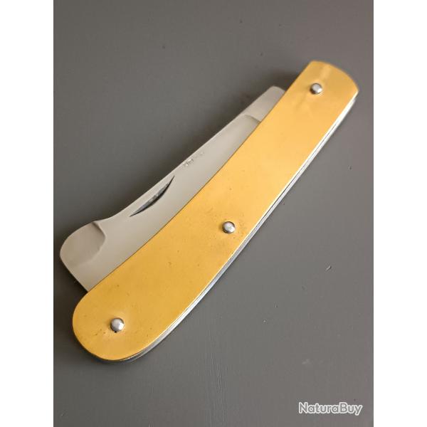 ANCIEN COUTEAU DE M�TIER, THIERS, PRADEL, manche laiton.
