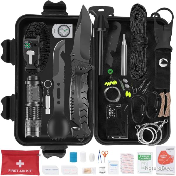 Kit de Survie d'urgence 69 en 1 Plein Air Kit de Survie Militaire Complet Voyage Camping Randonn�e