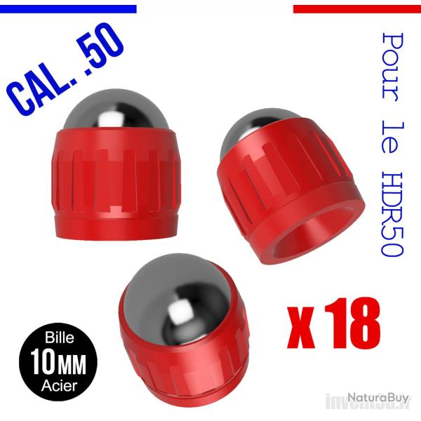 18 Slugs pour HDR50 T4E de UMAREX cal.50 bille 10mm CO2 - Rouge