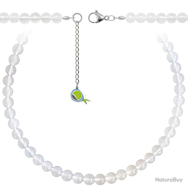 Collier en agate blanche - Perles rondes 8 mm - 38 cm