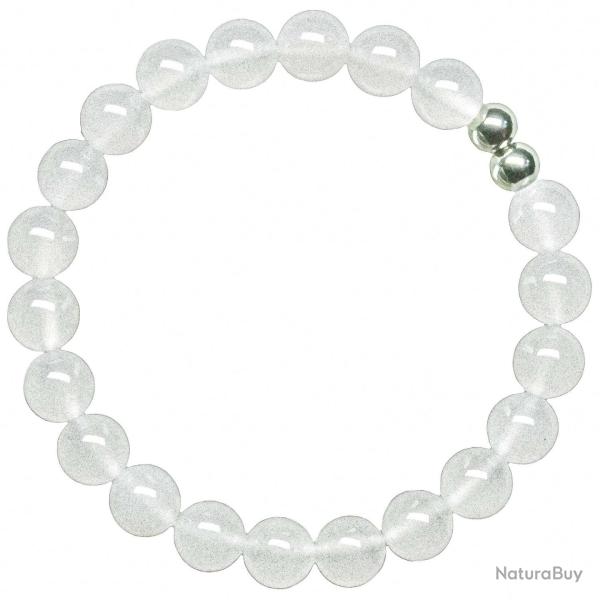Bracelet en agate blanche - Perles rondes 8 mm