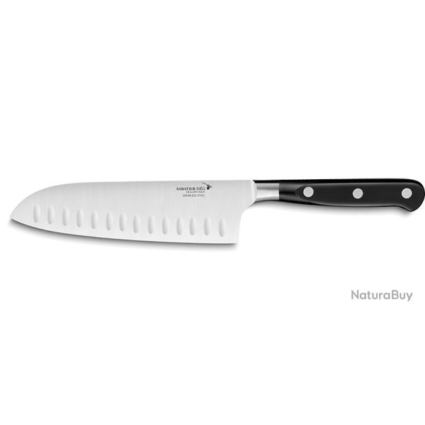 Deglon Couteau Santoku aveole ideal Sabatier DEG - Lame 180mm - Manche Thermo-plastique