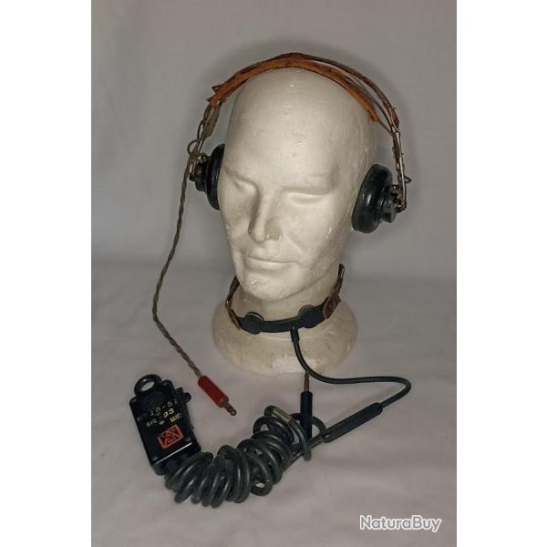 Ecouteur et laryngophone personnel navigant USAAF WW2