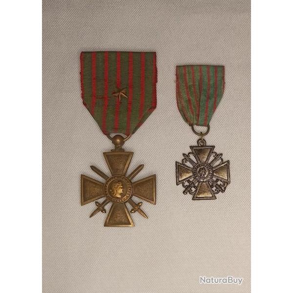 M�dailles Croix de Guerre 14/17 et demi taille 14/16 WW1