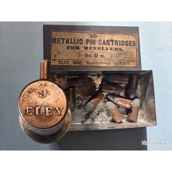 Une cartouche lefaucheux 9 mm a broche de Eley sortie de la boite TBE en D