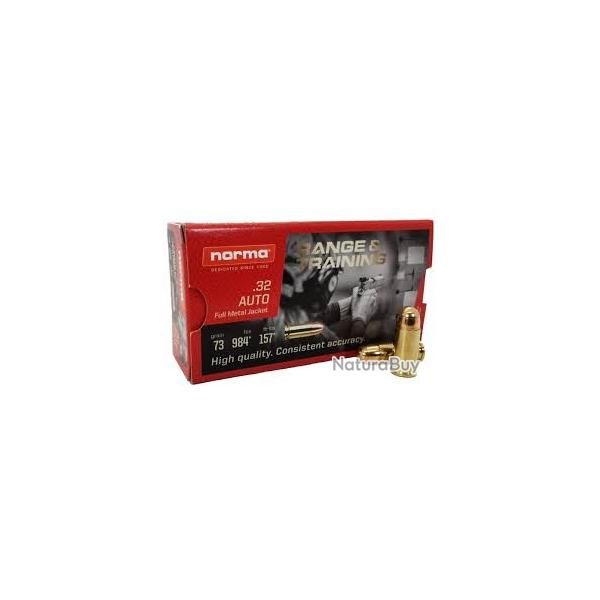 munitions norma range and training 7,65 Browning FULL METAL JACKET fmj 4,75g 73gr 32 acp training