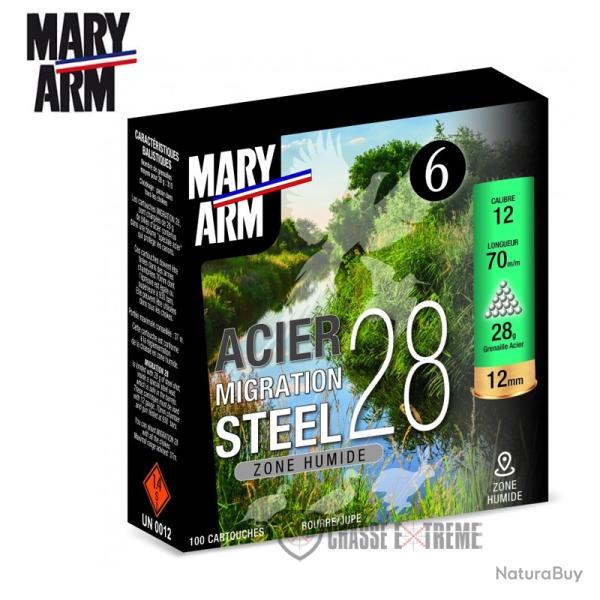 Pack 100 Cartouches MARY ARM Acier Migration Steel Standard 28 Cal 12/70 PB N�6